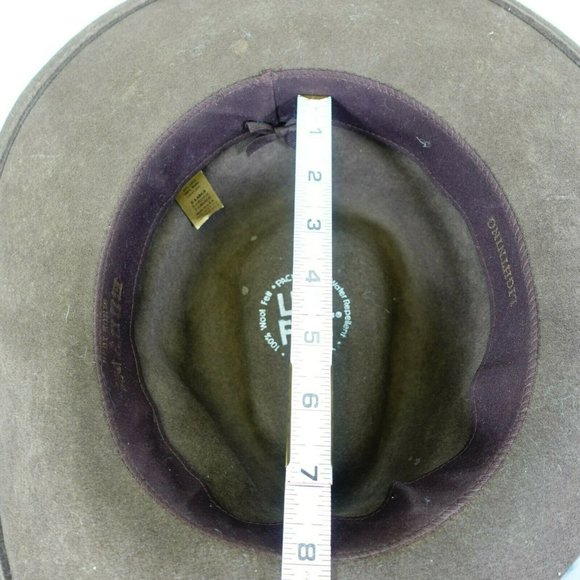 LITE FELT Women Brown Beige Felted Hat XL Braided Strap Wide brim 100% Wool Cozy - Picture 10 of 10